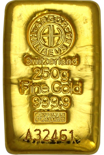 Zlatý slitek -  Argor-Heraeus 250 Gram
