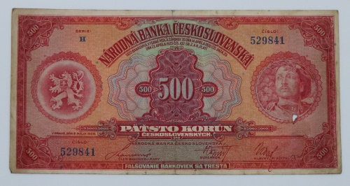 500 Kčs 1929 - H - neperforovaná