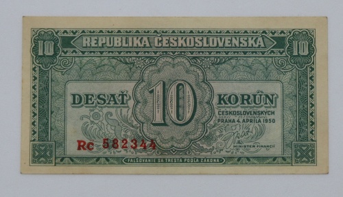 10 kčs 1950 - Rc -  neperforovaná