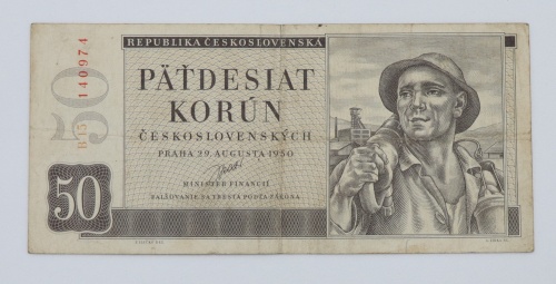 50 Kčs 1950 -B 15  neperforovaná