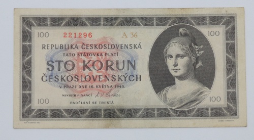 100 Kčs 1945 - A36 - neperforovaná