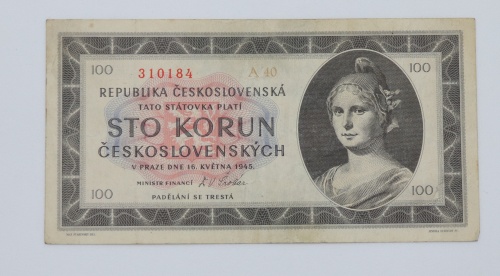 100 Kčs 1945 - A40 - neperforovaná