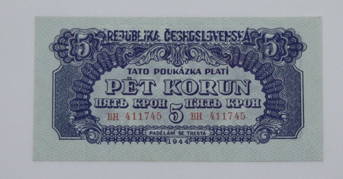 5 k poukaz 1944 - BH- perforovaná