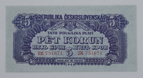 5 k poukaz 1944 - EK - perforovaná