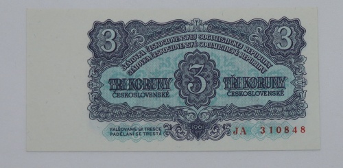 3 kčs 1961 - JA - neperforovaná