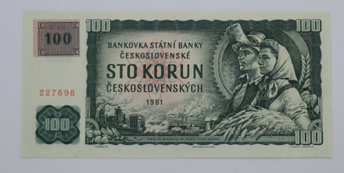 100 Kčs 1961 - G80 - kolkovaná