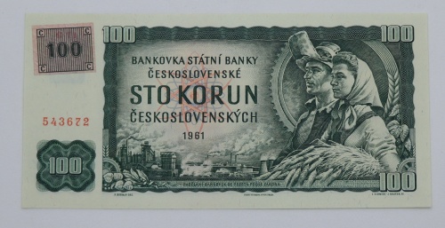 100 Kčs 1961 - G73 - kolkovaná