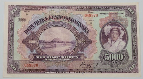 5000 Kčs 1920  - B  perforovaná