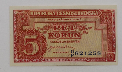 5 kčs 1949 - U/P - perforovaná