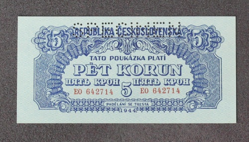 5 k poukaz 1944 - EO - perforovaná