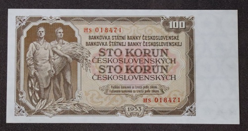 100 kčs 1953 - HS - neperforovaná