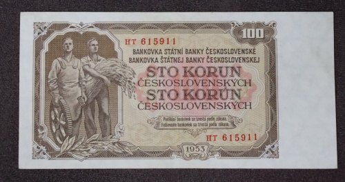 100 kčs 1953 - HT - neperforovaná