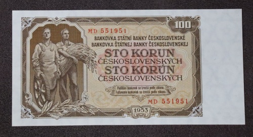 100 kčs 1953 - MD - neperforovaná