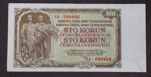 100 kčs 1953 - XK - neperforovaná