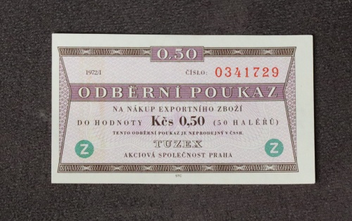 Odběrní poukázka - 0,5 Kčs - TUZEX - 1972/1  - zahraniční