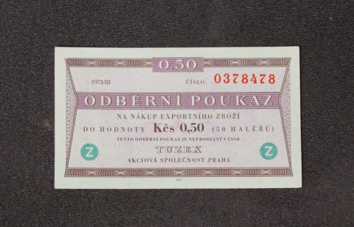 Odběrní poukázka - 0,5 Kčs - TUZEX - 1973/III  - zahraniční