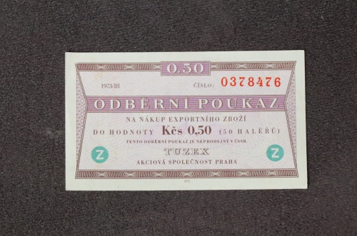 Odběrní poukázka - 0,5 Kčs - TUZEX - 1973/III  - zahraniční