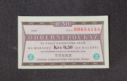 Odběrní poukázka - 0,5 Kčs - TUZEX - 1975/II  - zahraniční