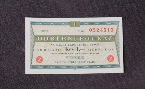 Odběrní poukázka - 1 Kčs - TUZEX - 1973/III  - zahraniční