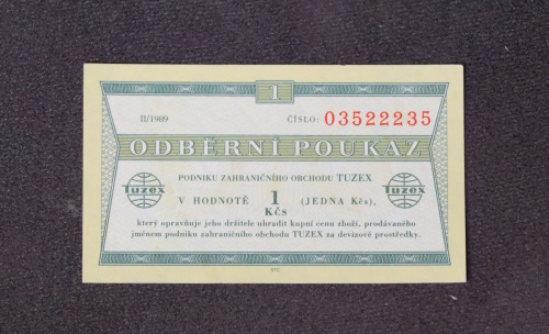 Odběrní poukázka - 1 Kčs - TUZEX - 1989/II