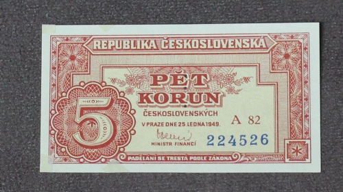 5 kčs 1949 - A82- neperforovaná