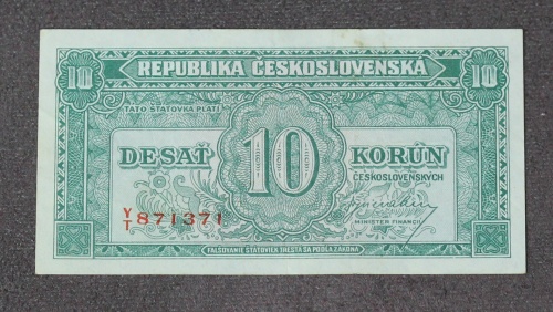 10 kčs 1950 -Y/T -  neperforovaná