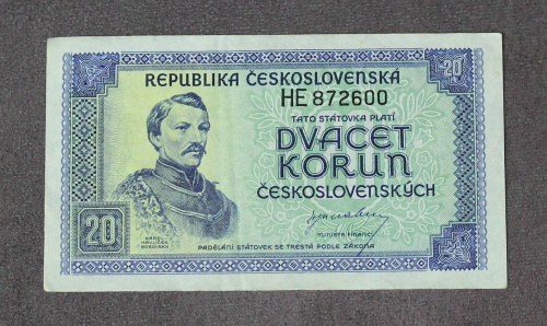 20 Kčs 1945 - HE - neperforovaná