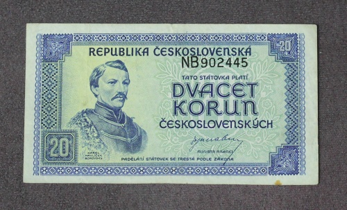 20 Kčs 1945 - NB - neperforovaná