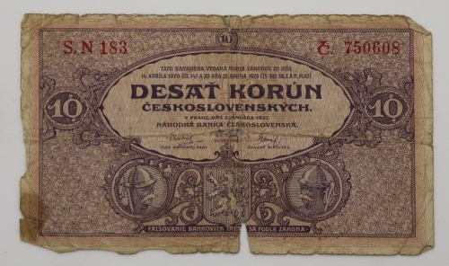 10 Kčs 1927 - N 183