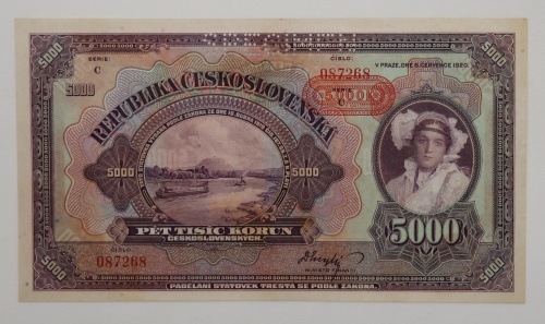 5000 Kčs 1920  - C  perforovaná - přetisk