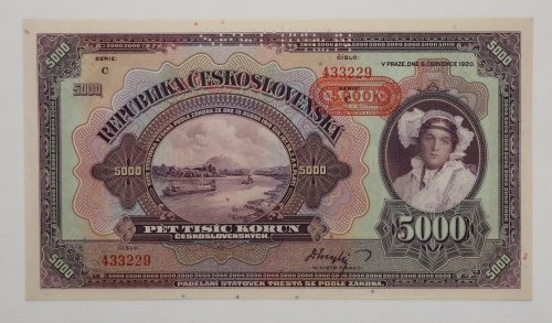 5000 Kčs 1920  - C  perforovaná - přetisk