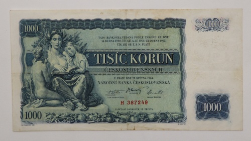 1000 Kčs 1934 - H - neperforovaná