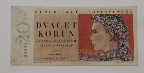 20 Kčs 1949 -A27  neperforovaná