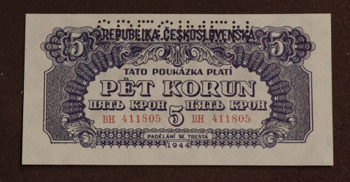 5 k poukaz 1944 - BH - perforovaná