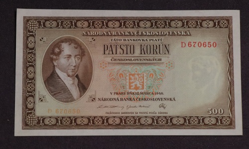 500 kčs 1946 - D - neperforovaná