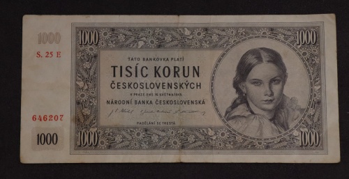 1000 kčs 1945 - 25 E neperforovaná