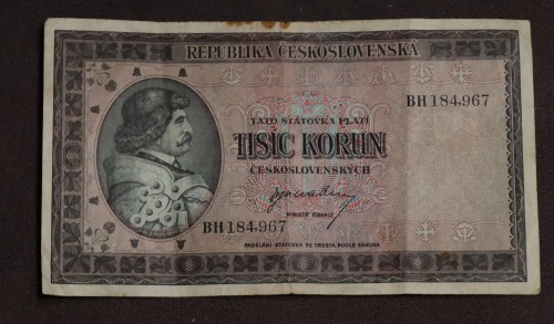 1000 kčs 1945 - BH - neperforovaná