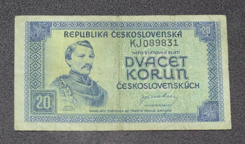 20 Kčs 1945 - KJ - neperforovaná