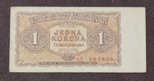 1 Kčs 1953 - SS  neperforovaná - hezké číslo