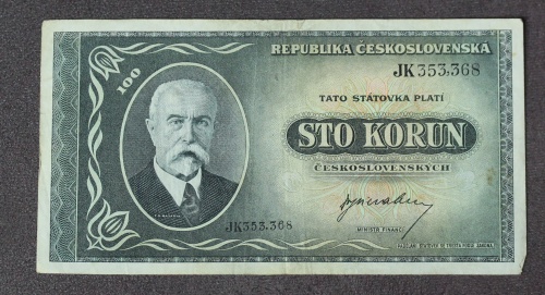 100 Kčs 1945 - JK- neperforovaná