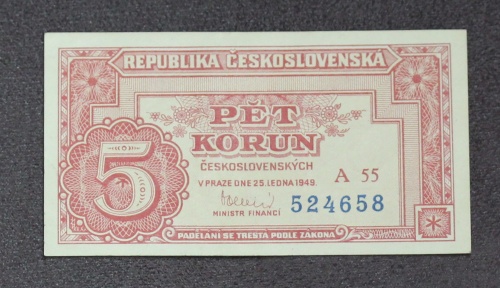 5 kčs 1949 - A55 - neperforovaná